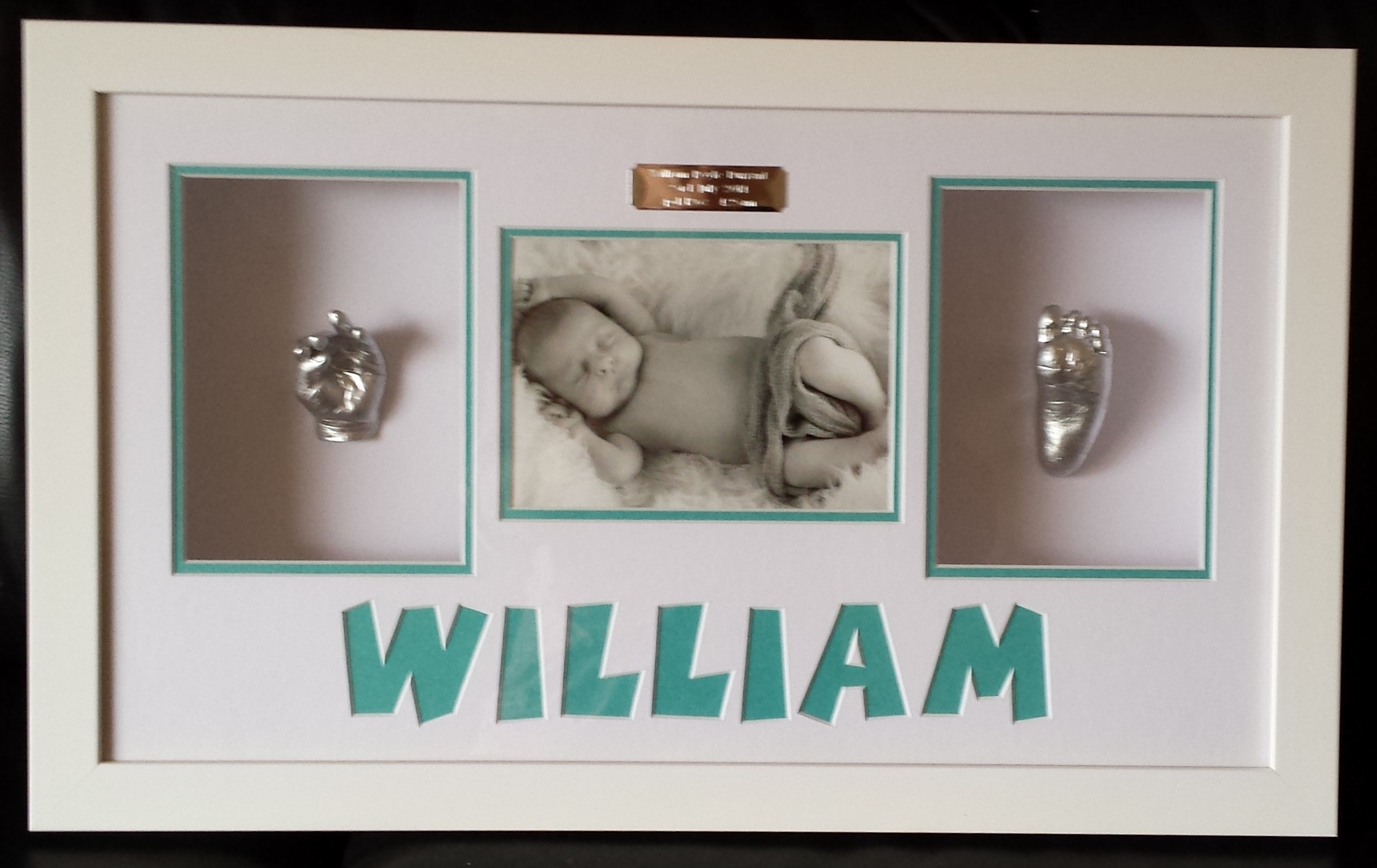 12" x 21" NAME Shadowbox Frame with 5 x 7 photo & Casting Kit 12" x 21" NAME Shadowbox Frame with 5 x 7 photo & Casting Kit